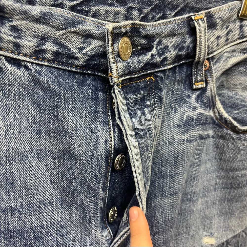 Levi’s 501 Patchwork Button Fly High Waisted Ligh… - image 4